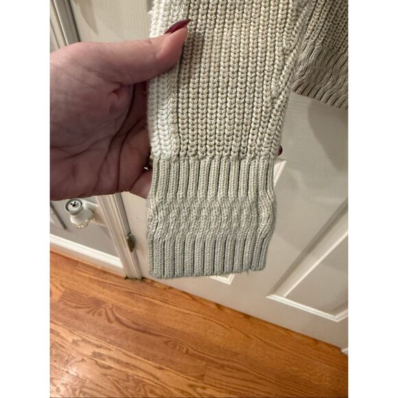 ANR+ Presented by Alp n Rock Beige Collared White Stripe Sleeve Sweater sz S EUC - Picture 5 of 8